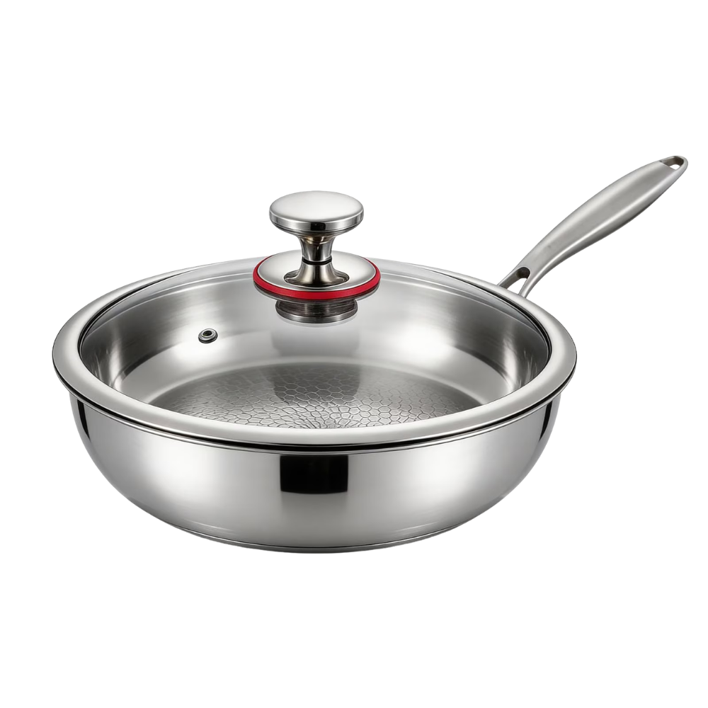 Generic hammered titanium non-stick pan with glass lid